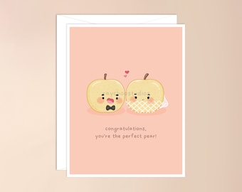 Congratulations, You're the Perfect Pear Wedding Card | wedding card pun, punny card, wedding card, cute wedding card, funny wedding card