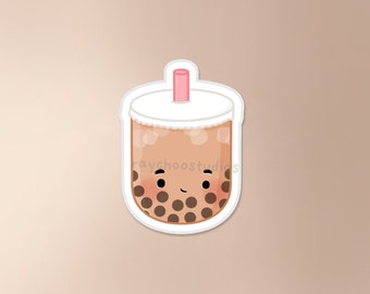 Naklejka Milk Tea Boba | naklejka Bubble Tea, naklejka Asian Drink, naklejka Asian Food, naklejka Food, słodka wodoodporna naklejka winylowa, oryginalna