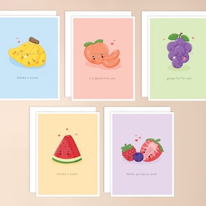 Paquete de tarjetas de agradecimiento de Fruit Puns / comida punny, juego de palabras de tarjetas de agradecimiento, juego de tarjetas de agradecimiento, tarjeta de agradecimiento punny, tarjeta de agradecimiento, tarjeta de agradecimiento