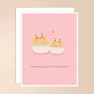 'aime vous avoir autour de la carte de voeux de maman | mignons asiatiques nourriture jeu de mots kawaii punny dim sum drôles carte pour maman sa papeterie amour carte de fête des mères