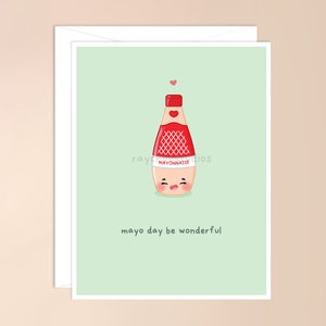 Mayo Day soit carte de vœux merveilleuse | carte de nourriture asiatique, jeu de mots asiatique mignon kawaii, sauce mayonnaise japonaise punny, mignon, carte de Saint Valentin