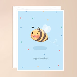 Carte de voeux heureuse de jour d'abeille | jolie carte d'abeille d'anniversaire, kawaii punny bday, adorable, carte drôle pour lui, petite amie, petit ami, amoureux des abeilles