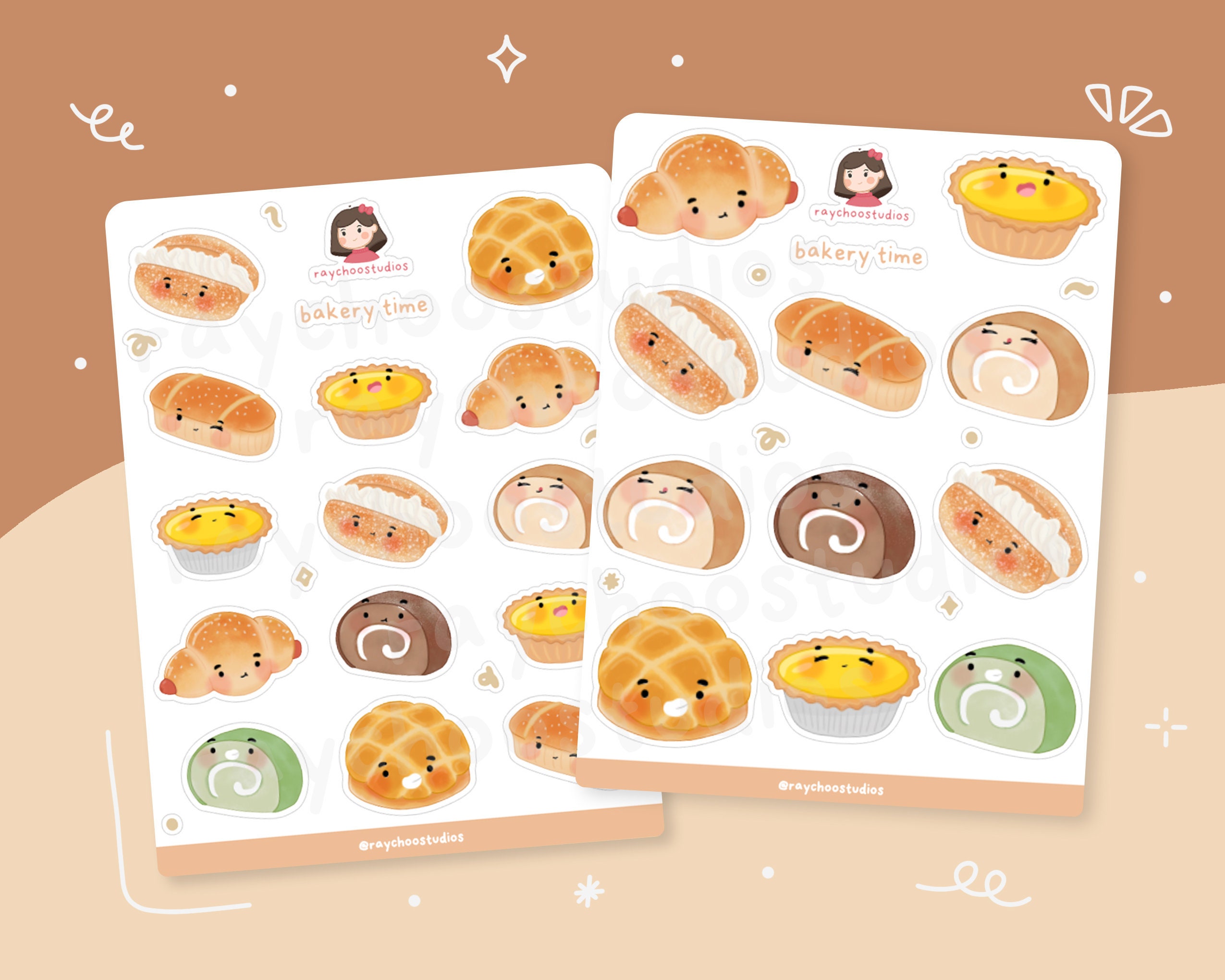 Matte or Clear Stickers Cute Food Sticker Sheet ｜Planner & Bullet Journal Stickers