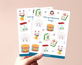 Asian Grandparents Things Sticker Sheets | planner stickers, bullet journal bujo, kawaii sticker sheet, cute removable asian food sticker