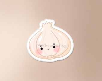 Garlic Sticker | cute garlic sticker, food sticker, waterproof sticker, cute food sticker, kawaii garlic, garlic sticker, garlic sticker