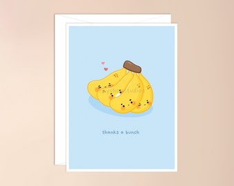 Thanks a Bunch Card | cute thank you card, thank you card pun, punny thank you card, thankful card, appreciation card, give thanks card