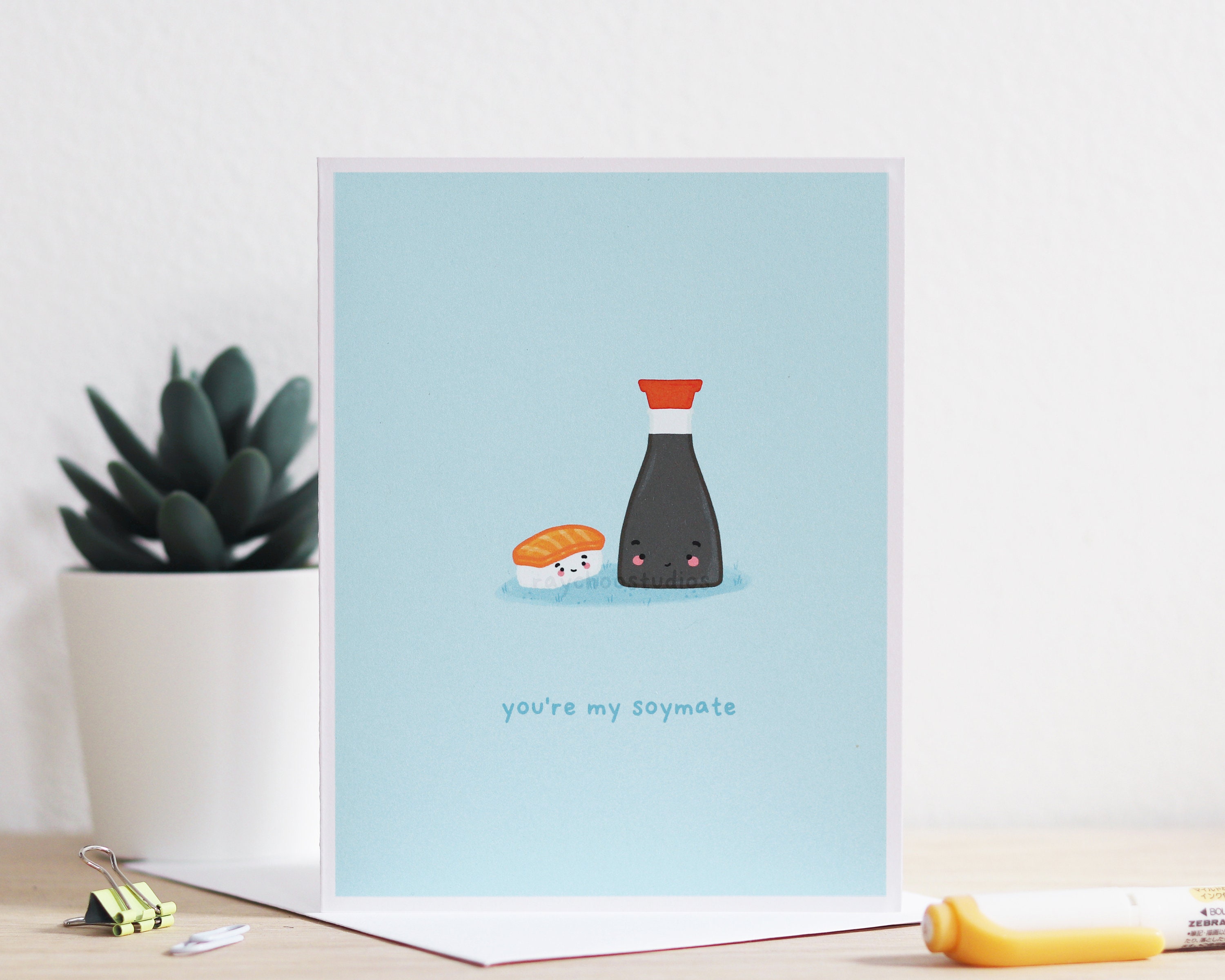 You're My Soymate Greeting Card | asian food card, kawaii card, a…