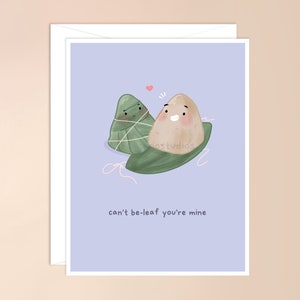 ne peut pas être feuille que vous êtes à moi carte de vœux | joli jeu de mots de cuisine asiatique, kawaii punny dim sum drôle chinois pour lui elle, mignon, carte de saint valentin