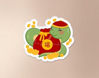 Neujahr Schlange x Geldsack Sticker | Schlange Aufkleber, chinesisches Neujahr Aufkleber, chinesisches Neujahr Aufkleber, wasserdicht