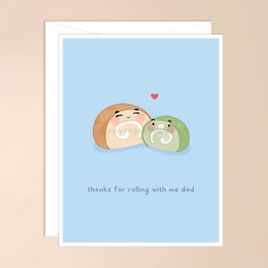 Merci de rouler avec moi papa carte de vœux | jolie carte de jeu de mots de cuisine asiatique, fête des pères, carte pour la fête des pères, carte pour papa, papa blague cadeau amour