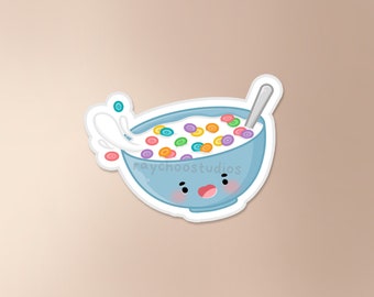 Pegatina de cereales / pegatina de dibujos animados, pegatina de comida, pegatina de desayuno, pegatina impermeable, pegatina linda, pegatina de comida linda, pegatina de vinilo para computadora portátil