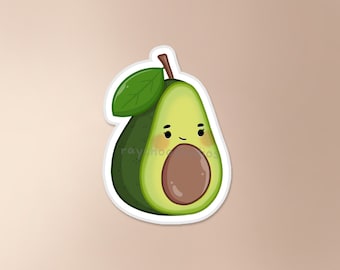 Avocado Sticker | cute avocado sticker, food sticker, waterproof sticker, cute food sticker, kawaii avocado, avocado drawing, avocado lover