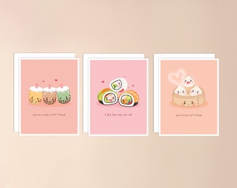 Galentine's Day Greeting Card Pack | best friend, galentines day card set, girl friends, cute kawaii asian, galentines day gift, sushi card