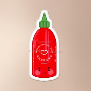 Sriracha Sticker | hot sauce sticker, asian food sticker, food sticker, cute waterproof vinyl sticker, asian sticker. asian cooking
