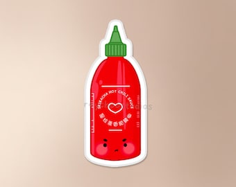 Sriracha Sticker | hot sauce sticker, asian food sticker, food sticker, cute waterproof vinyl sticker, asian sticker. asian cooking