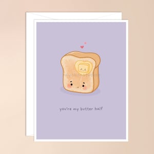 Vous êtes ma moitié de beurre carte de vœux | carte de nourriture asiatique, carte kawaii, carte de jeu de mots asiatique, carte de nourriture punny, carte de petit déjeuner, carte de nourriture drôle