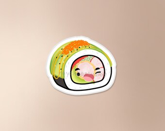 Green Dragon Roll Sticker | maki sticker, sushi sticker, asian food sticker, food sticker, cute waterproof vinyl sticker, japanese sticker