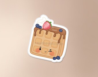 Naklejka Waffle | naklejka azjatycka, naklejka z azjatyckim jedzeniem, naklejka z jedzeniem, słodka wodoodporna naklejka winylowa, naklejka z japońskim deserem, naklejka śniadaniowa
