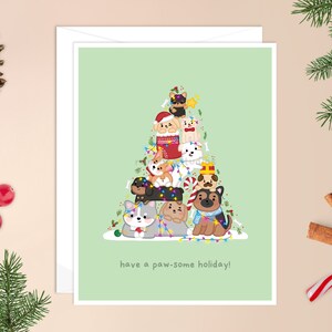 Ayez une carte de Noël Paw-some | carte de Noël animal, carte de vacances mignonne, carte de Noël mignonne, carte de chien mignonne, carte de Noël de chien