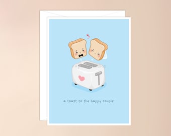 Un toast à la carte de mariage Happy Couple | jeu de mots de carte de mariage, carte de mariage punny, carte de mariage, jolie carte de mariage, carte de mariage drôle