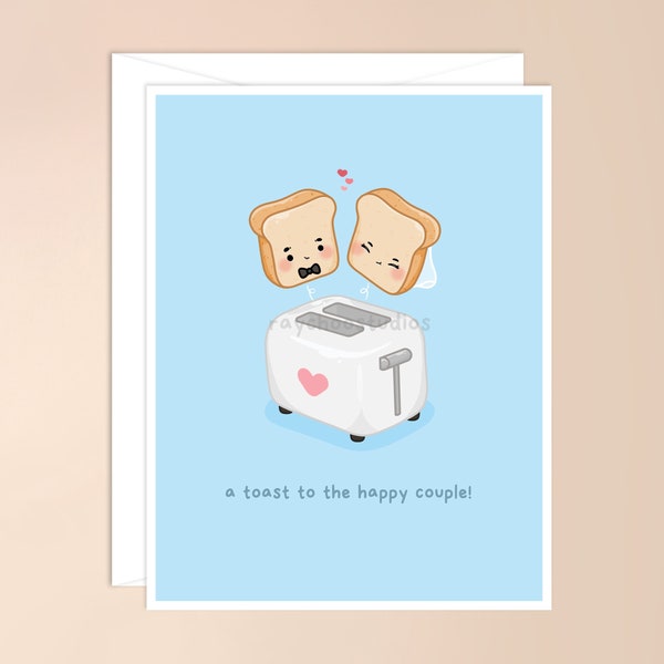 Un toast à la carte de mariage Happy Couple | jeu de mots de carte de mariage, carte de mariage punny, carte de mariage, jolie carte de mariage, carte de mariage drôle