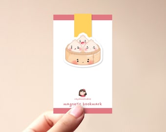 Bun in a Million Magnetic Bookmark | cute asian food, dumpling bookmark, cute book mark, gift for book lovers, aesthetic, food bookmark