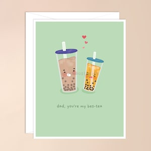 Papa tu es ma carte de voeux Bes-tea | jolie carte de jeu de mots de nourriture asiatique kawaii, fête des pères, carte pour la fête des pères, carte pour papa, blague de papa, cadeau de papa