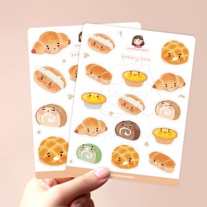 Asiatische Bäckerei Stickerbögen | Sticker für Planer, Bullet Journal Bujo, kawaii Sticker Blatt, süßes chinesisches Gebäck Aufkleber, asiatisches Essen Sticker
