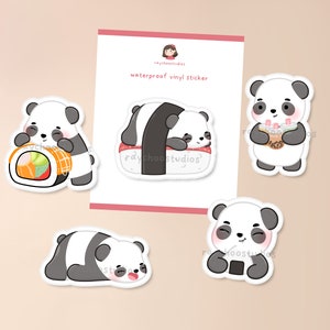 Lot d'autocollants Chooby x Food 2 | Adorable lot d'autocollants panda, autocollants panda, autocollants panda, autocollant sushi, autocollant ramen, autocollant boba