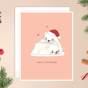 Bärige Weihnachtskarte | Eisbär Weihnachtskarte, kawaii Eisbär, niedlicher Eisbär, niedliche Weihnachtskarte, niedliche Weihnachtskarte, bezaubernd