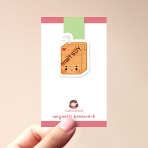 Malt Soy Milk Magnetic Bookmark cute juice box, kawaii, cute book mark, gift for book lovers, aesthetic, cute food bookmark,asian inspired Single Bookmark