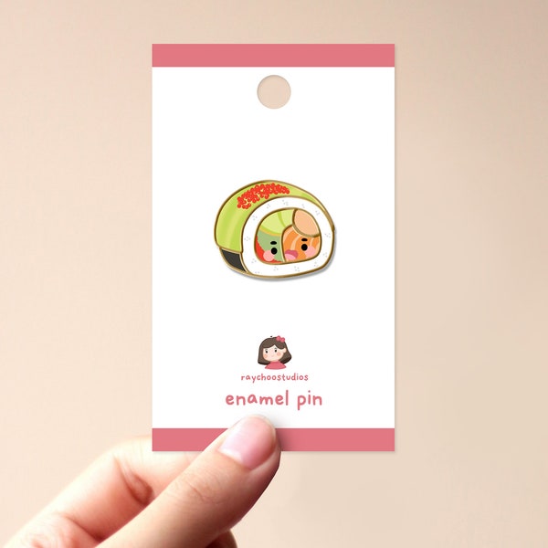 Green Dragon Roll Enamel Pin | japanese enamel pin, sushi lover gift, cute sushi pin, sushi pin, kawaii enamel pin, cute sushi enamel pin