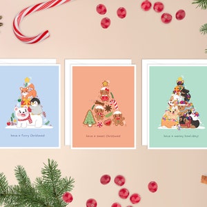 Ensemble de cartes de Noël assorties | jeu de cartes de Noël, pack de cartes de vacances, jeu de cartes #3, joli pack de cartes de Noël, lot de cartes de Noël amusantes