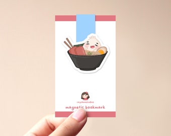 Chewy x Ramen Magnetic Bookmark | cute asian food, kawaii dumpling, cute book mark, gift for book lovers, aesthetic, food bookmark