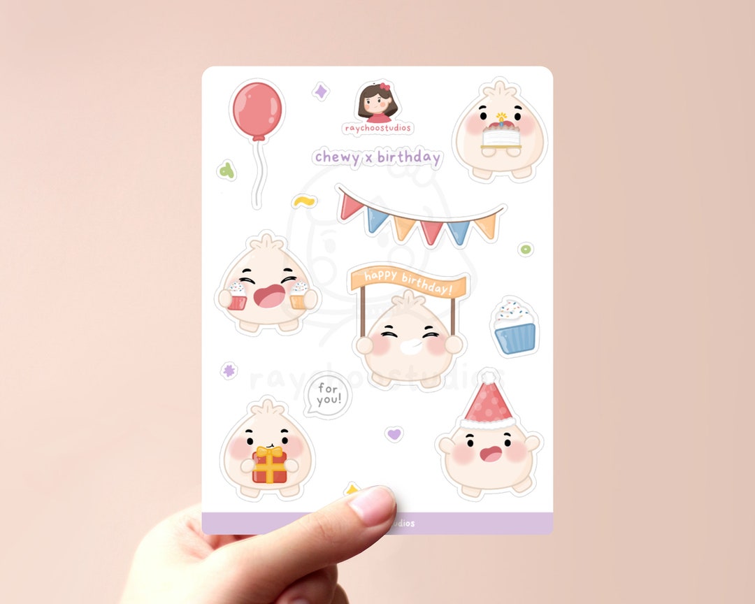 Chewy X Birthday Sticker Sheet | Planner Bullet Journal Bujo Kawaii ...