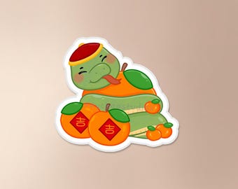 Neujahrsschlange x Mandarinen Aufkleber | Drachen Aufkleber, chinesisches Neujahr Aufkleber, chinesisches Neujahr, wasserfest