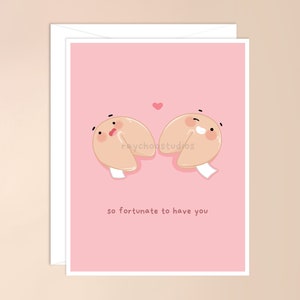 Tellement chanceux de vous avoir Carte De Vœux | kawaii asian food jeu de mots punny cookie, mignon, saint valentin, jolie carte de jour de galentines, anniversaire