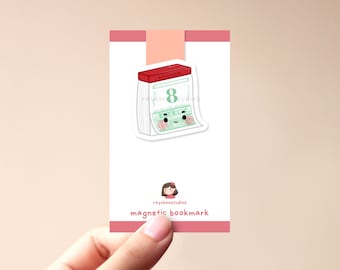 Magnetiskt bokmärke med månkalender | sött bokmärke, kawaii, sött bokmärke, present till bokälskare, estetiskt, sött bokmärke, asiatiskinspirerat