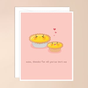 Mamá gracias por todo lo que me has hecho tarjeta de felicitación / comida asiática linda juego de palabras kawaii punny dim sum para mamá su tarta de huevo tarjeta del día de las madres pensativas