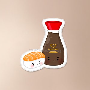 Soy Sauce and Nigiri Sticker | sushi sticker, asian food sticker, food sticker, cute waterproof vinyl sticker, japanese food sticker