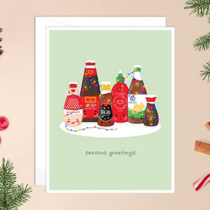 Cartão de Natal dos cumprimentos das estações | cartão de Natal asiático, boba kawaii, trocadilho fofo de boba, cartão de Natal fofo, cartão de Natal fofo, cartão de molho picante