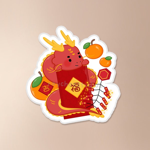 Lunar New Year Dragon x Red Envelope Sticker | dragon sticker, lunar new year sticker, asian sticker, chinese new year sticker, waterproof