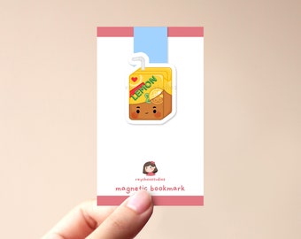 Lemon Tea Magnetic Bookmark | cute juice box, kawaii, cute book mark, gift for book lovers, aesthetic,cute food bookmark, lemon tea bookmark