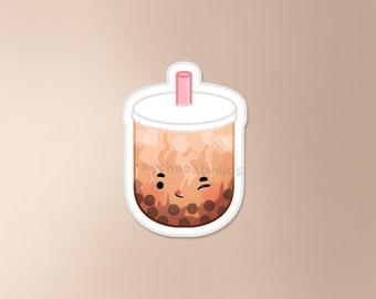 Naklejka Brown Sugar Boba | naklejka Bubble Tea, naklejka Asian Drink, naklejka Asian Food, naklejka Food, słodka wodoodporna naklejka winylowa