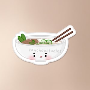 Pho Sticker | noodle soup sticker, asian sticker, asian food sticker, food sticker, cute waterproof vinyl sticker, vietnamese sticker