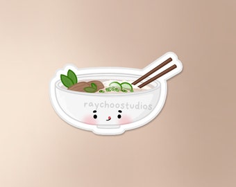 Pho Sticker | noodle soup sticker, asian sticker, asian food sticker, food sticker, cute waterproof vinyl sticker, vietnamese sticker