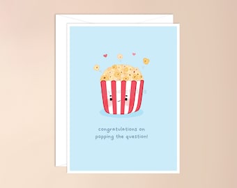 Felicitaciones por hacer estallar la tarjeta de compromiso de preguntas / juego de palabras con tarjeta de compromiso, tarjeta de compromiso punny, tarjeta de compromiso linda, compromiso divertido