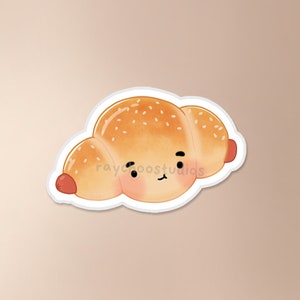Hot Dog Bun Sticker | sausage bun sticker, asian bakery sticker, asian food sticker, food sticker, cute waterproof vinyl sticker, bao