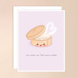 você faz-me sentir morno para dentro cartão comemorativo | cartão de comida asiática, cartão kawaii, cartão de trocadilho asiático, cartão de comida punny, namorado, fofo, dia dos namorados