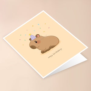 Capy Birthday Greeting Card capybara pun, punny bday, adorable, funny card for him her, animal pun, cute birthday card, cute capybara image 2